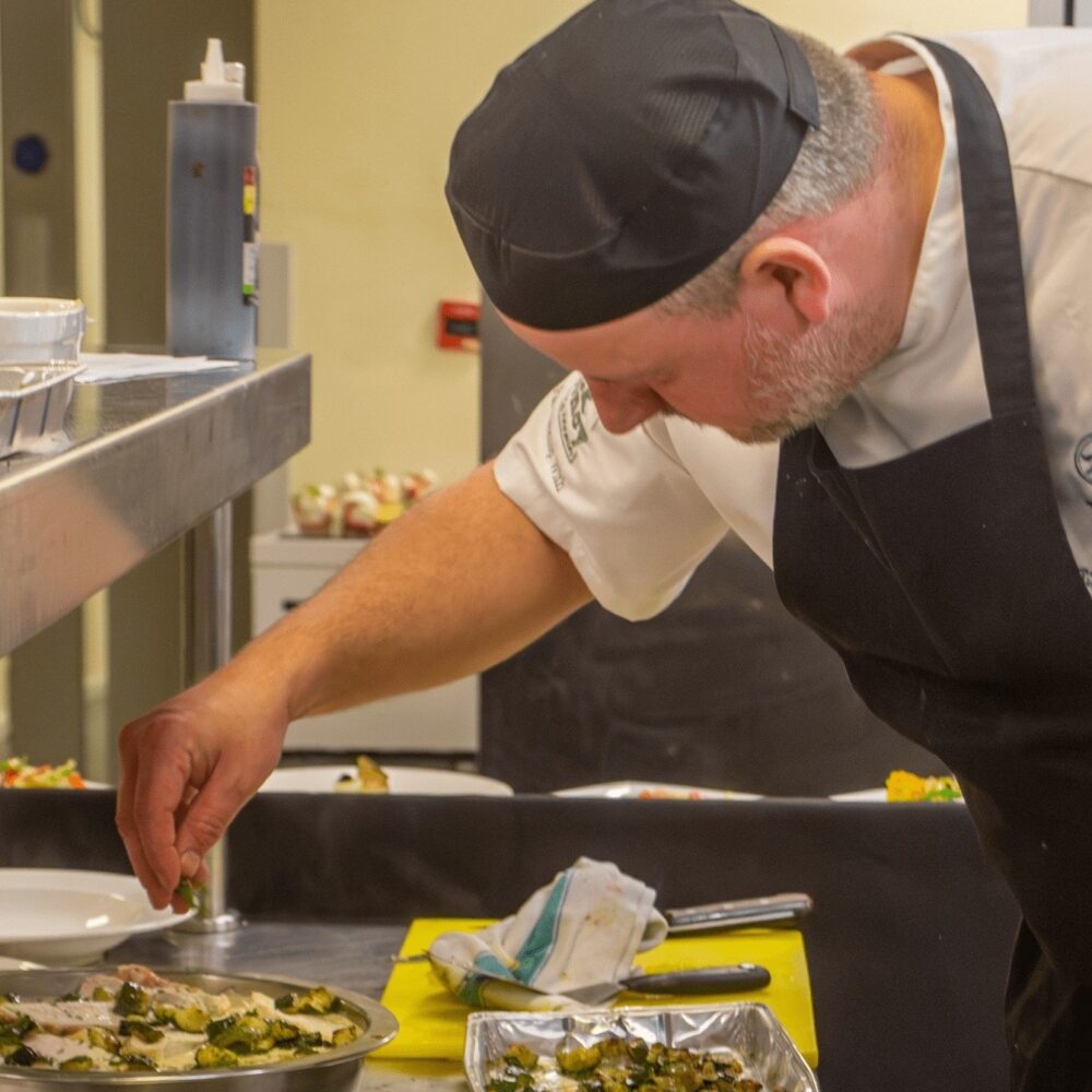 Chef preparing food at York Racecourse