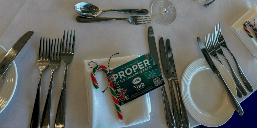 Christmas meal place setting at York Racecourse