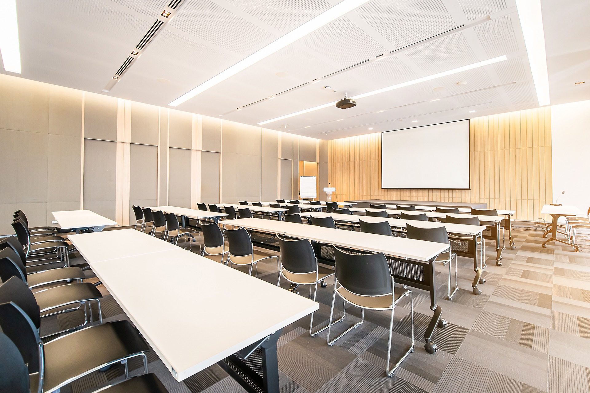 a bright and airy classroom layout conference room