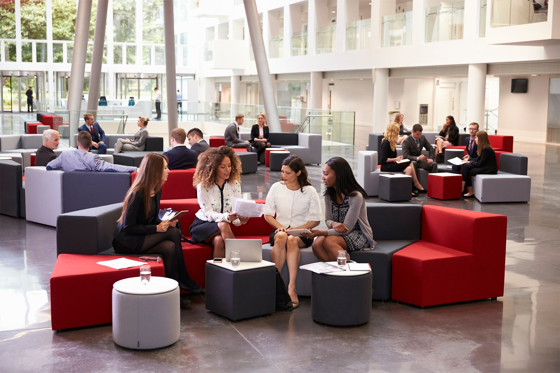 a casual relaxed conference room layout