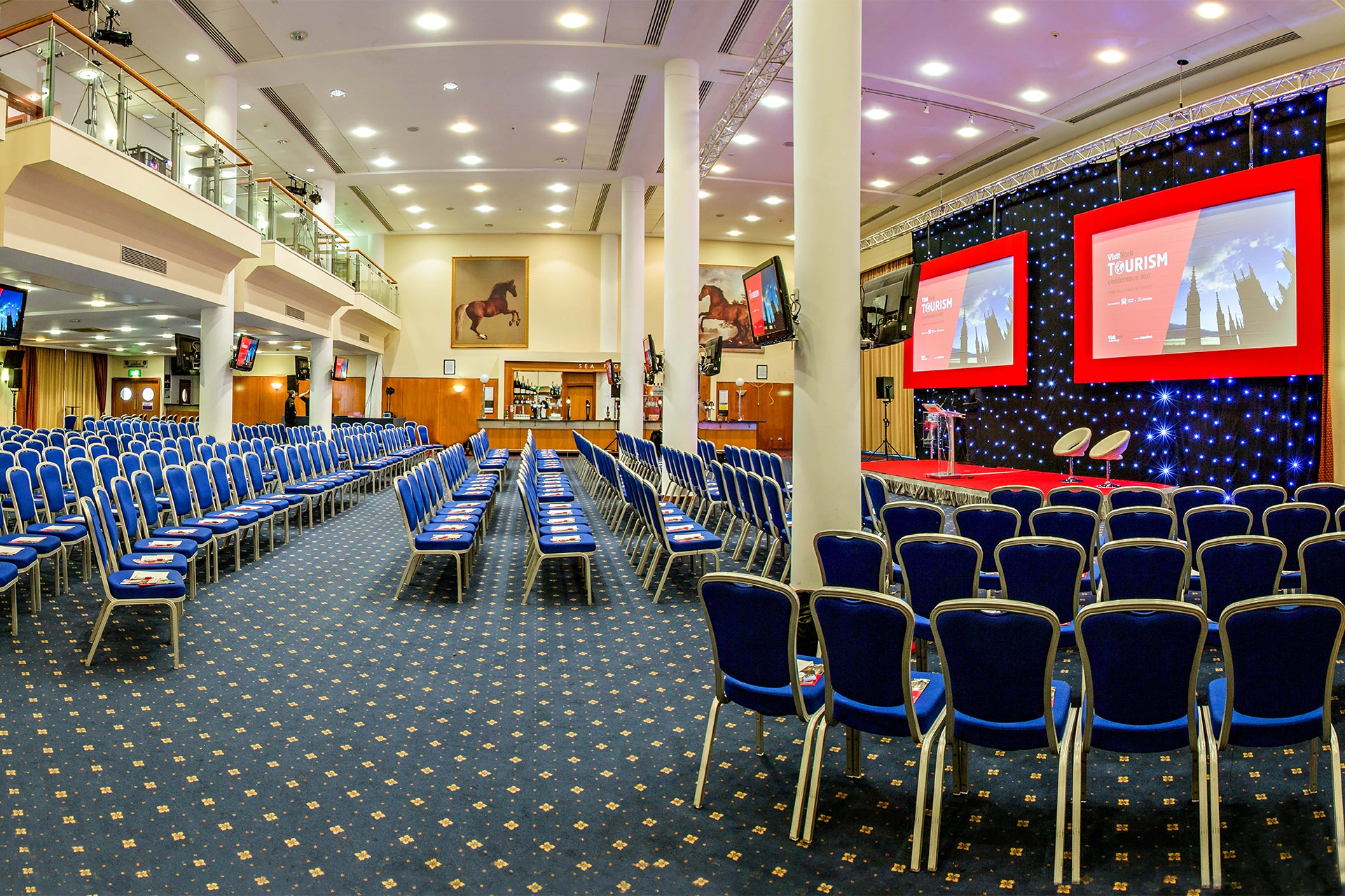 a theatre layout at York Racecourse conference room